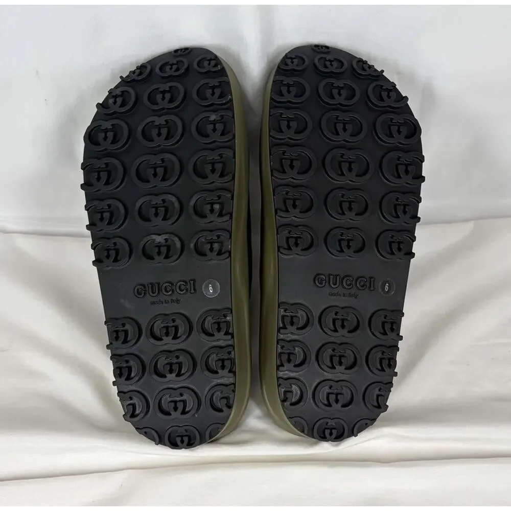 Gucci Interlocking G Slide 'Dark Grey. Khaki' SZ 6.5 SPB JA-368397